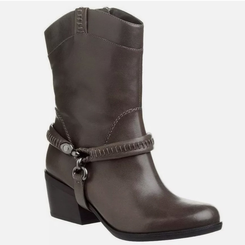 B MAKOWSKY  Heeled Boots Hudson Western Removable Harness Mid Calve Grey